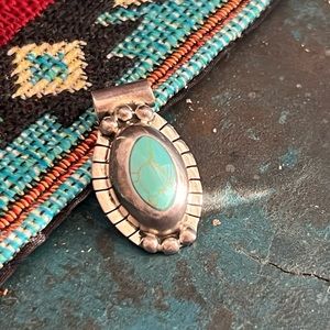 Vintage Sterling Silver Turquoise Pendant